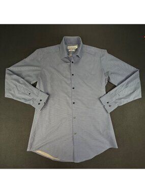 Mizzen + Main Leeward Collection Mens MED Trim Fit Mesh Design Dress Shirt